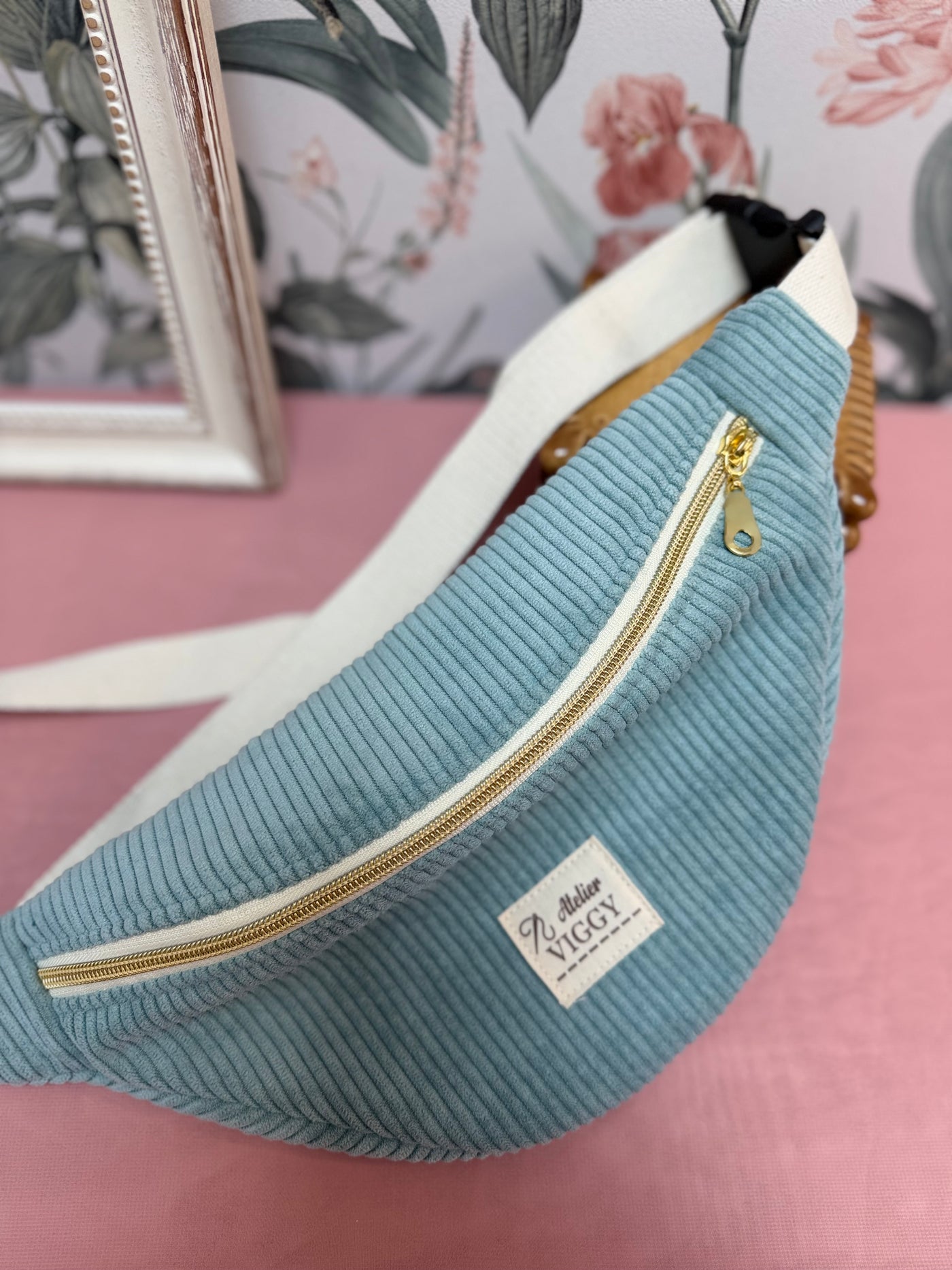 Sac Banane Velours Bleu clair