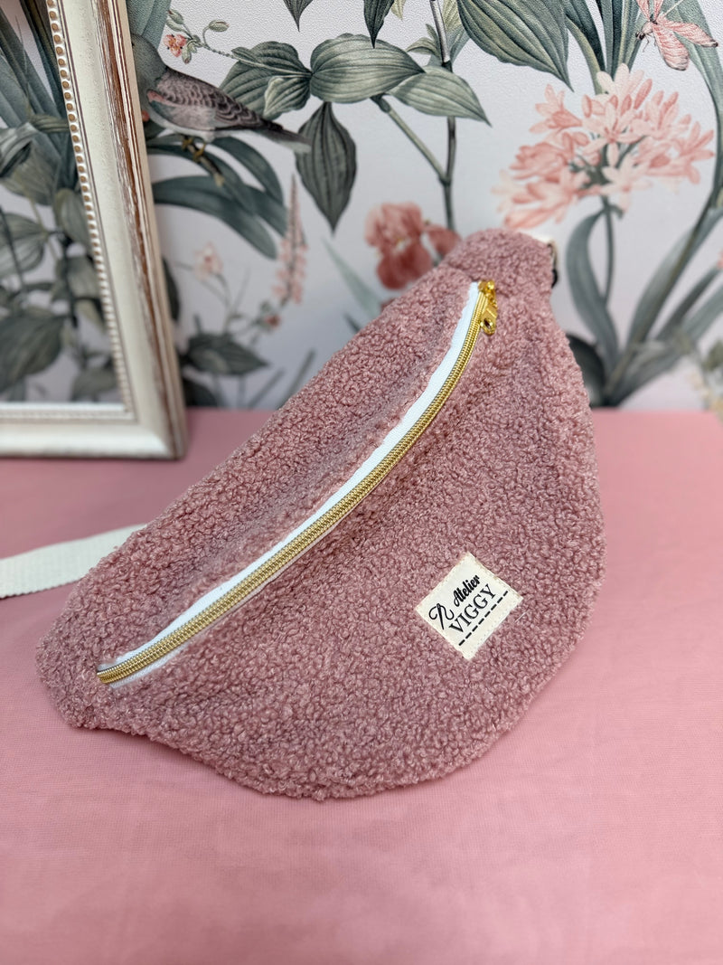 Sac Banane Bouclette vieux rose