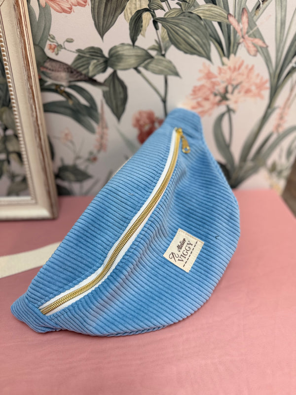 Sac Banane Velours Bleu